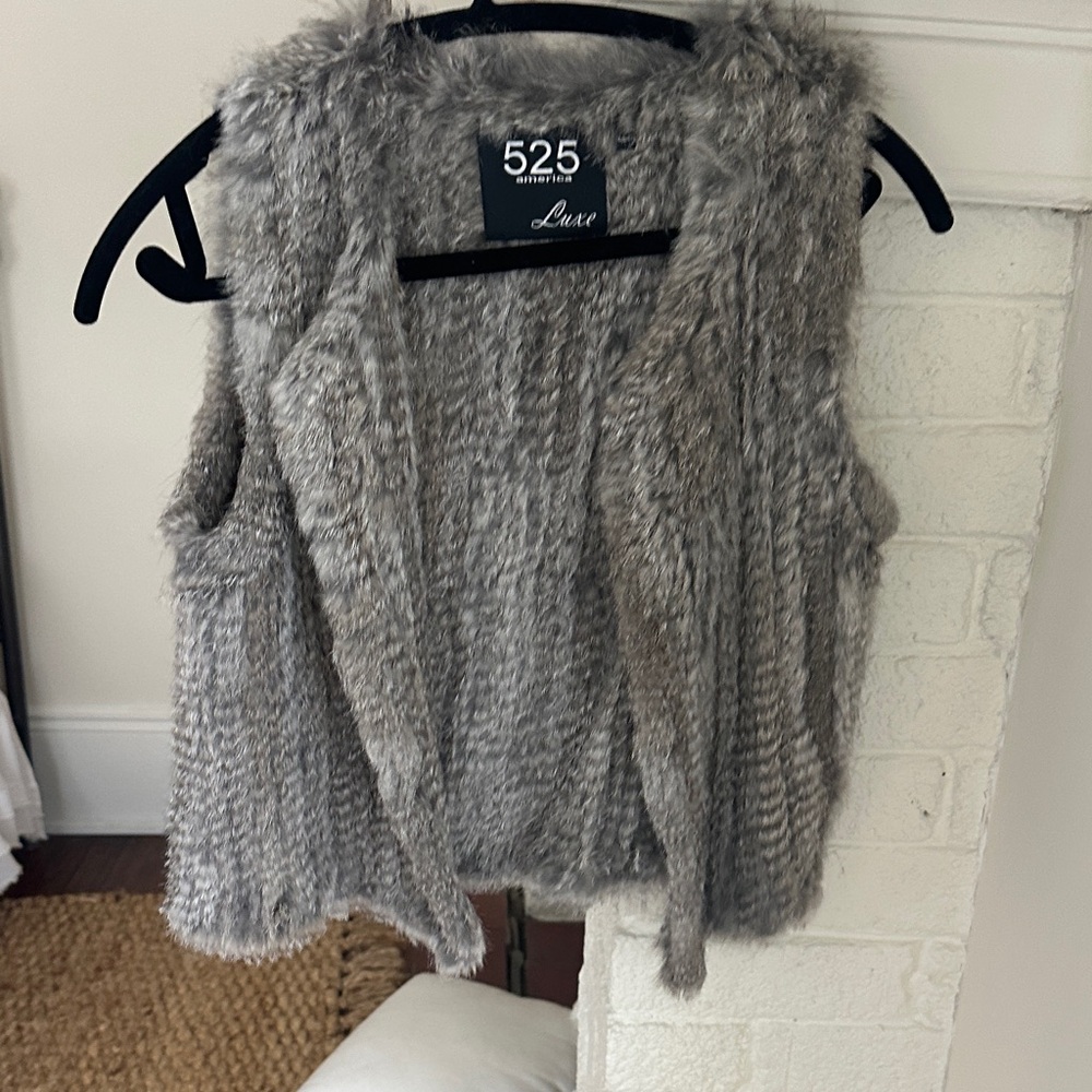 525 America Gray Faux Fur Vest
